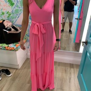 Maurine Maxi Dress in Prosecco Pink